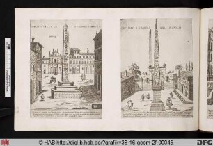 Rechts: Obelisk auf der Piazza del Popolo.