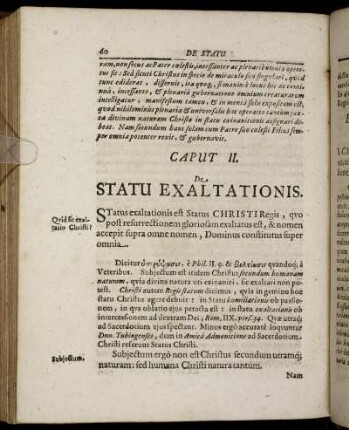Caput II. De Statu Exaltationis.