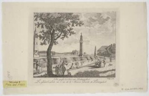 Ansicht der Großen Kaskade auf der Hofseite von Schloss Ludwigslust, Radierung, 1782 : Tab. II. : Die grosse Cascade von Ludewigslust = La grande Cascade vis a vis de la Maison Ducale de Ludewigslust / Wolff sculps. - Berlin und Stettin : Friedrich Nicolai , [1782]. - 1 Ansicht