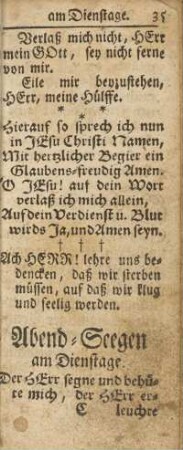 Abend-Seegen am Dienstage