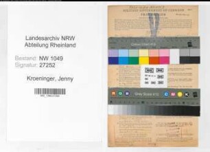 Entnazifizierung Jenny Kroeninger , geb. 08.11.1898 ()