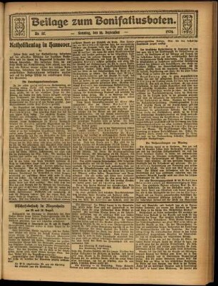Zweite Ausgabe vom Sonntag, den 14. September 1924.