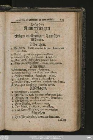 Besondere Anmerkungen von einigen vieldeutigen Teutschen Wörtern.