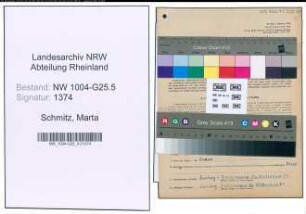 Entnazifizierung Marta Schmitz , geb. 02.11.1908 (Schneiderin)