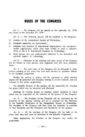 609-610, Rules of the congress