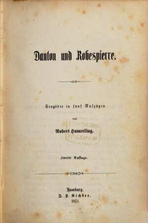 Danton und Robespierre : Tragödie in fünf Aufzügen