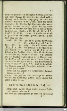 Subtraction benannter Zahlen