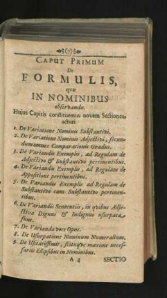 Caput Primum. De Formulis quae In Nominibus obserbandae.