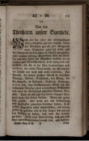 VI. Von den Thorheiten unsrer Eigenliebe.