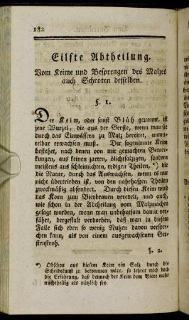 Eilfte Abtheilung. Vom Keime und Besprengen des Malzes auch Schroten desselben
