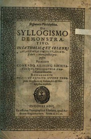 Disputatio Philosophica de syllogismo demonstrativo