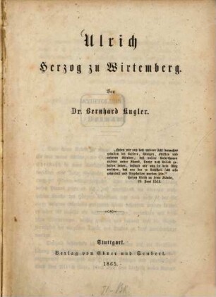 Ulrich, Herzog zu Wirtemberg