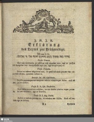 Erklärung des Textes zur Frühpredigt Jes., 44, v. 22
