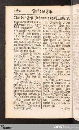 Auf das Fest Johannis des Täuffers.