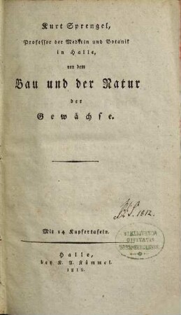 Von dem Bau und der Natur der Gewächse