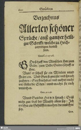 [Pars IV.] Sprüche zu Hochzeitpredigten