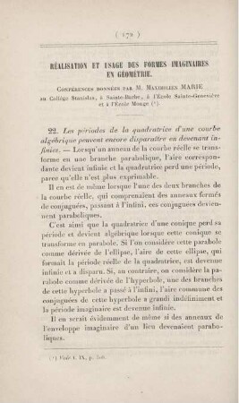 Réalisation et usage des formes imaginaires en géométrie. [Fortsetzung]