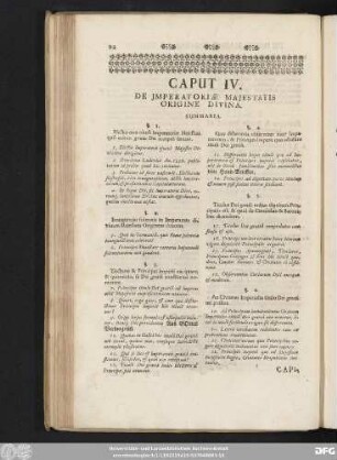 Caput IV. De Imperatoriae Maiestatis Origine Divina.