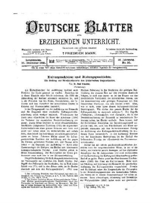 Kulturgeschichte und Bildungsgeschichte : (Fortsetzung)