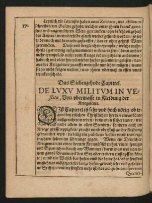 Das Siebenzehnde Capittel. De Luxu Militum in Vestitu, Von ubermasse in Kleidung der Kriegsleute.