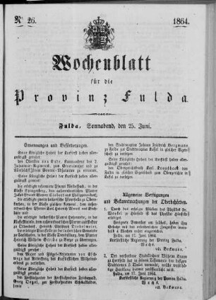 Nr. 26, Ausgabe vom 25. Juni 1864