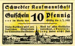 Schwedter Kaufmannschaft: 10 Pfennig 1921