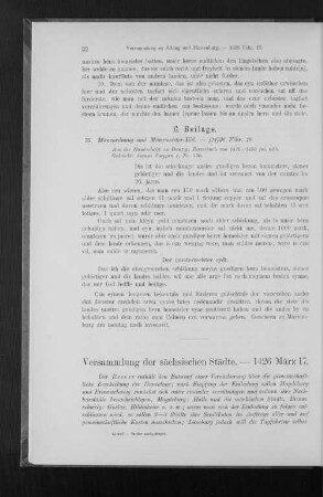 Versammlung der sächsischen Städte. - 1426 März 17.