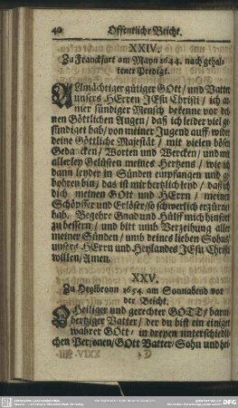 XXV. Zu Heylbronn 1654. am Sonnabend vor der Beicht