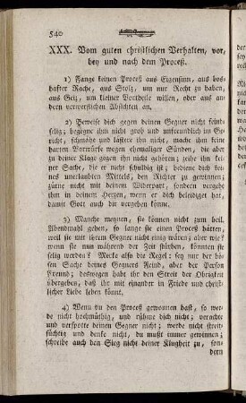 XXX. Vom guten christlichen Verhalten, vor, bey nach dem Proceß