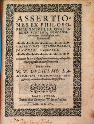 Assertiones ex philosophia universa