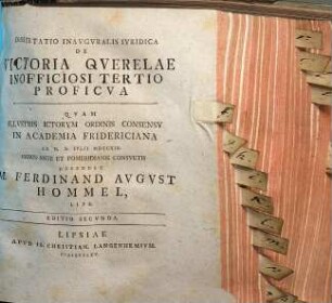 Dissertatio inauguralis iuridica de victoria querelae inofficiosi tertio proficua