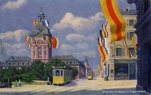 "Mannheim - Paradeplatz im Fahnenschmuck"