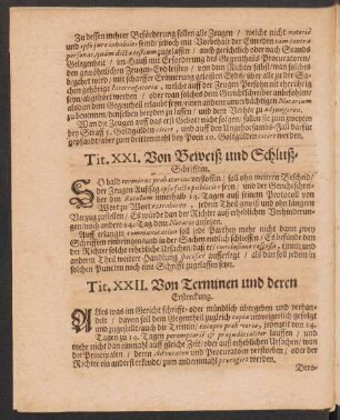 Tit. XXII. Von Terminen und deren Erstreckung.