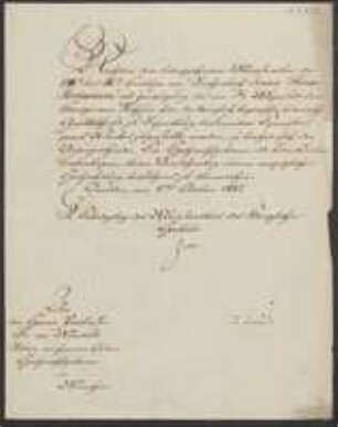Brief von Sachsen / Ministerium des Königlichen Hauses an Carl Friedrich Philipp von Martius