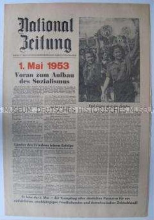 Tageszeitung der NDPD "National-Zeitung" zum 1. Mai
