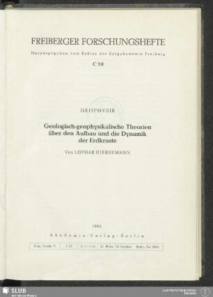 Geologisch-geophysikalische Theorien über den Aufbau und die Dynamik der Erdkruste