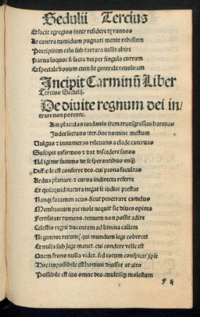 Incipit Carminum Liber Tercius Sedulii.
