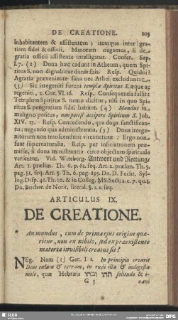 Articulus IX. De Creatione