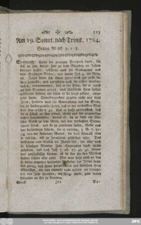 Am 19. Sonnt. nach Trinit. 1784. Evang. Matth. 9, 1 - 8.