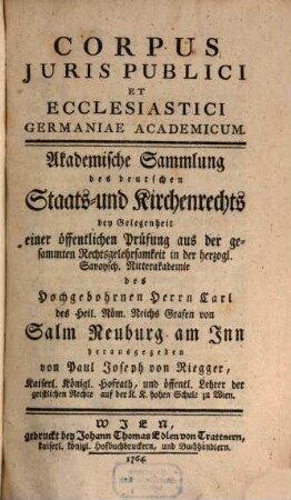 Corpus iuris publici et ecclesiastici Germaniae academicum