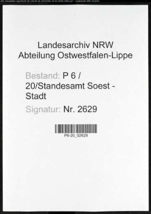 Sterberegister Standesamt Soest