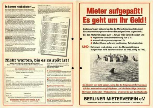 Flugschrift: Mieter aufgepaßt! Es geht um               Ihr Geld! 1986