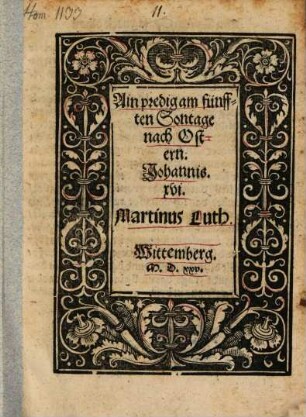 Ain predig am fünfften Sontage nach Ostern : Johannis. xvi.
