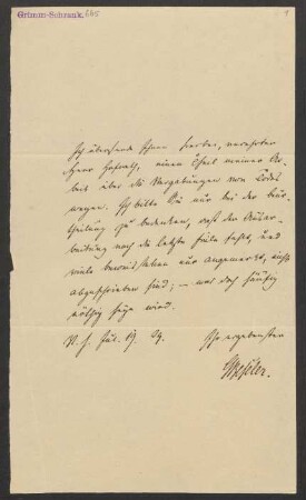 Brief an Jacob Grimm und Dorothea Grimm