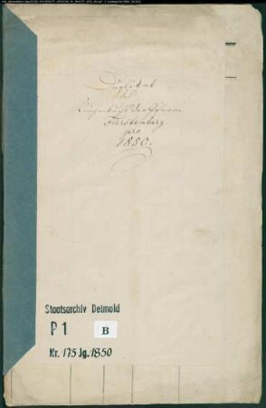 Kirchenbuchduplikat der katholischen Gemeinde Fürstenberg, Kreis Büren (GHT 1850). (Gemeinde: Katholische Gemeinde Fürstenberg)