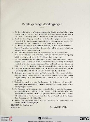 Versteigerungs-Bedingungen