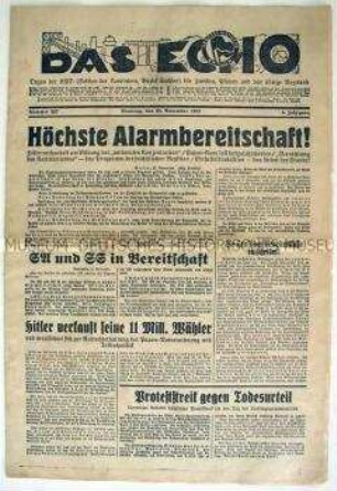 Regionale KPD-Zeitung "Das Echo" zu den Verhandlungen mit Hitler über die Regierungsbildung