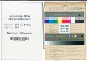 Entnazifizierung Wilhelmine Siepmann , geb. 11.03.1893 (Stadtsekretaerin)