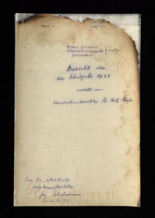 1925/26: Bericht über das Schuljahr ... des Städtischen Lyzeum Zehlendorf, Deutsche Oberschule, Frauenschule - 1925/26