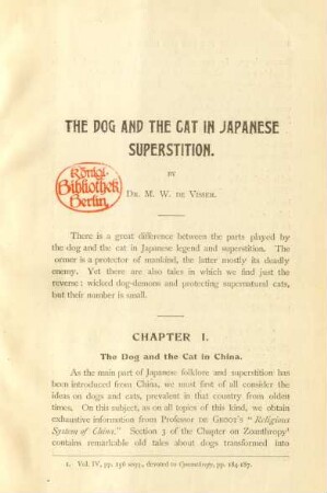 The dog and the cat in japanese superstition